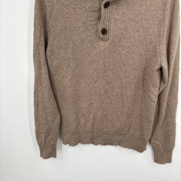 J Crew Shawl Collar Sweater Medium Lambswool Blend Preppy Heritage Camel Soft - Picture 4 of 8